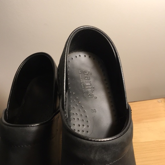 Santia Danish Clogs Black Leather US 8.5 or Euro 39 - Picture 8 of 8